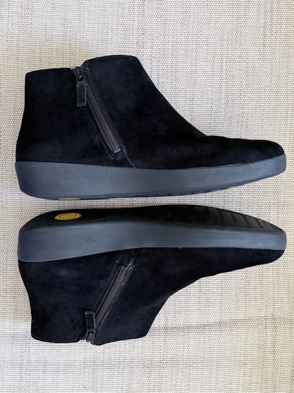 FitFlop F-Pop Black Suede Ankle Booties Side Zip Comfort Shoes Women’s US 11 EU